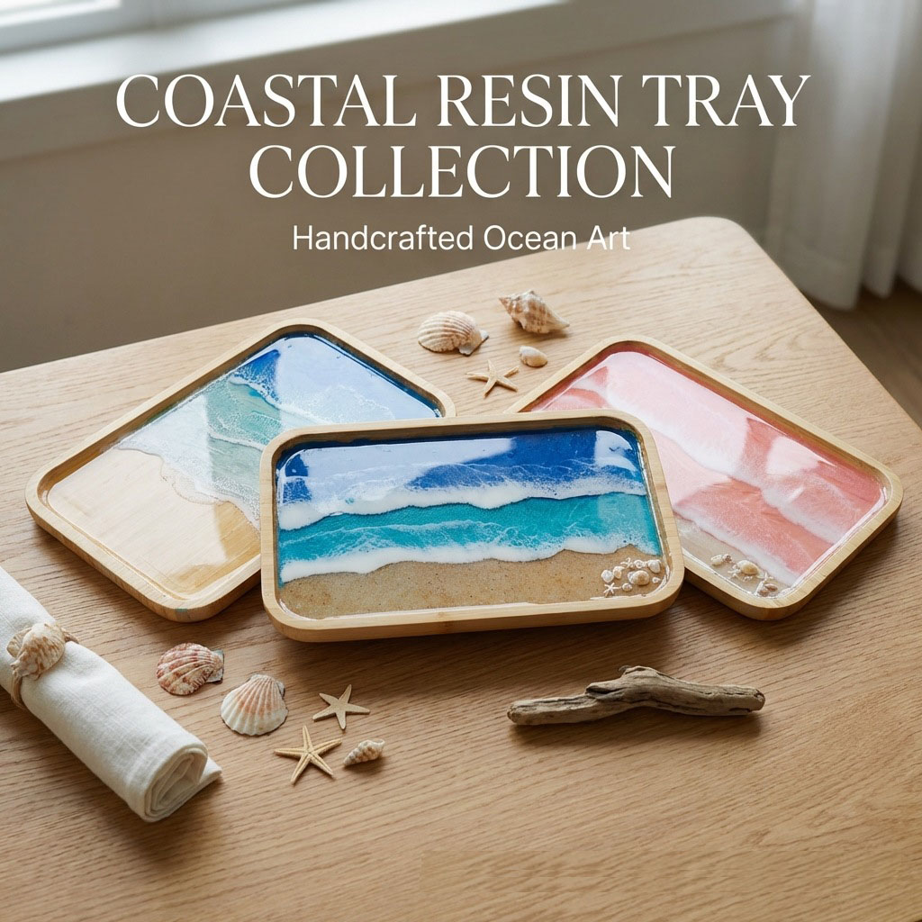 Taca dekoracyjna z żywicy epok – Resin Art Wooden Tray recenzja i cena